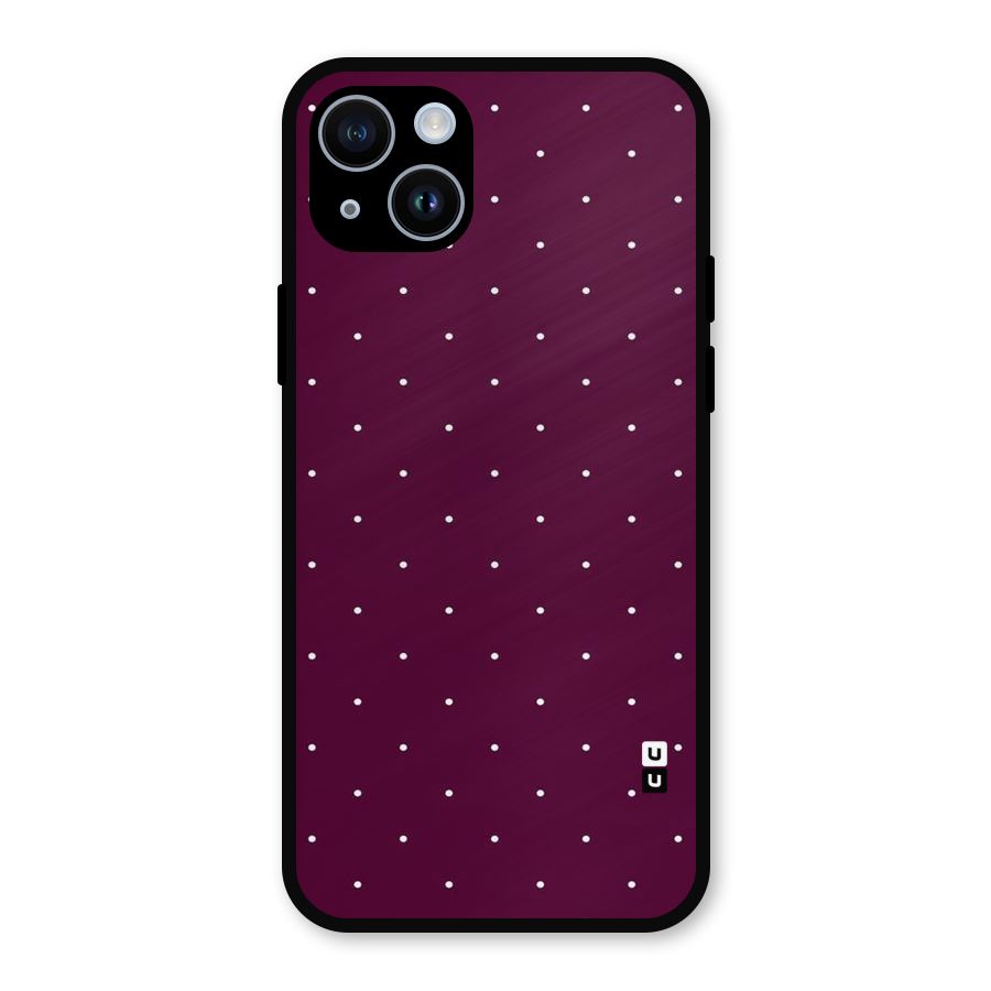 Purple Polka Metal Back Case for iPhone 14