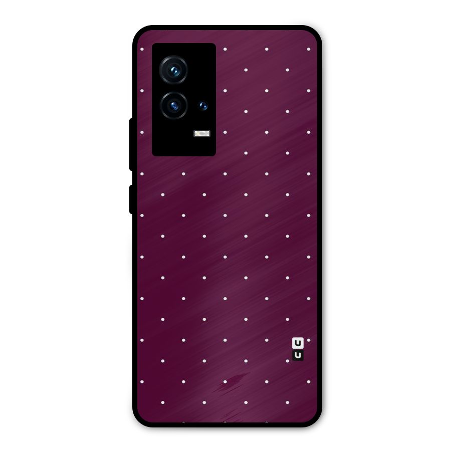 Purple Polka Metal Back Case for iQOO 9 5G