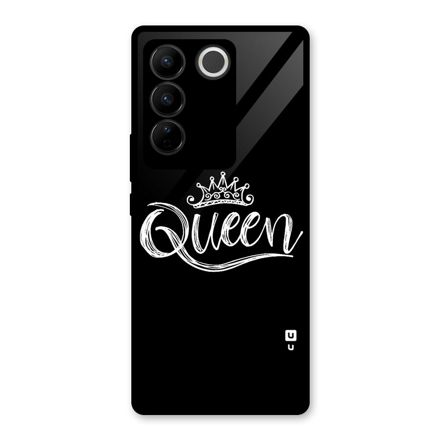 Queen Crown Glass Back Case for Vivo V27 Pro