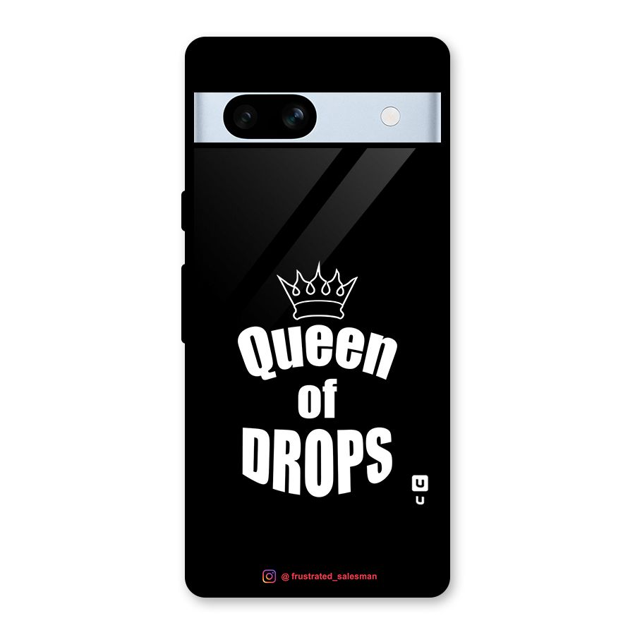 Queen of Drops Black Glass Back Case for Google Pixel 7a