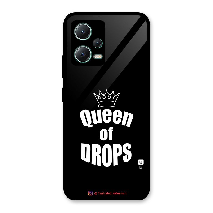 Queen of Drops Black Glass Back Case for Poco X5