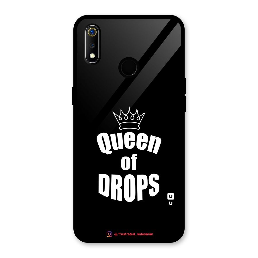 Queen of Drops Black Glass Back Case for Realme 3