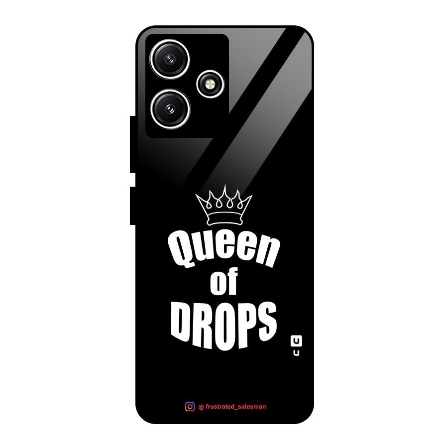 Queen of Drops Black Glass Back Case for Redmi 12 5G