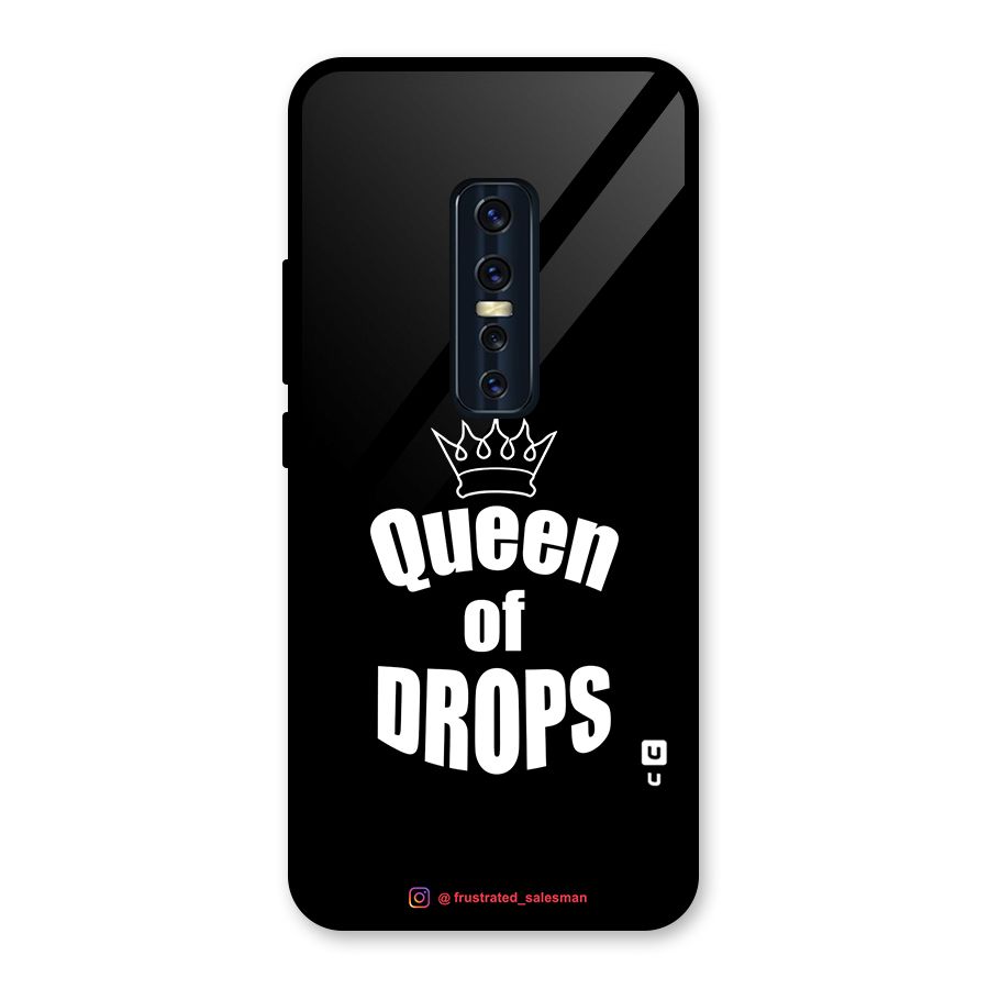 Queen of Drops Black Glass Back Case for Vivo V17 Pro