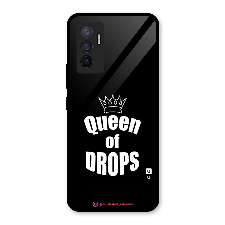 Queen of Drops Black Glass Back Case for Vivo V23e