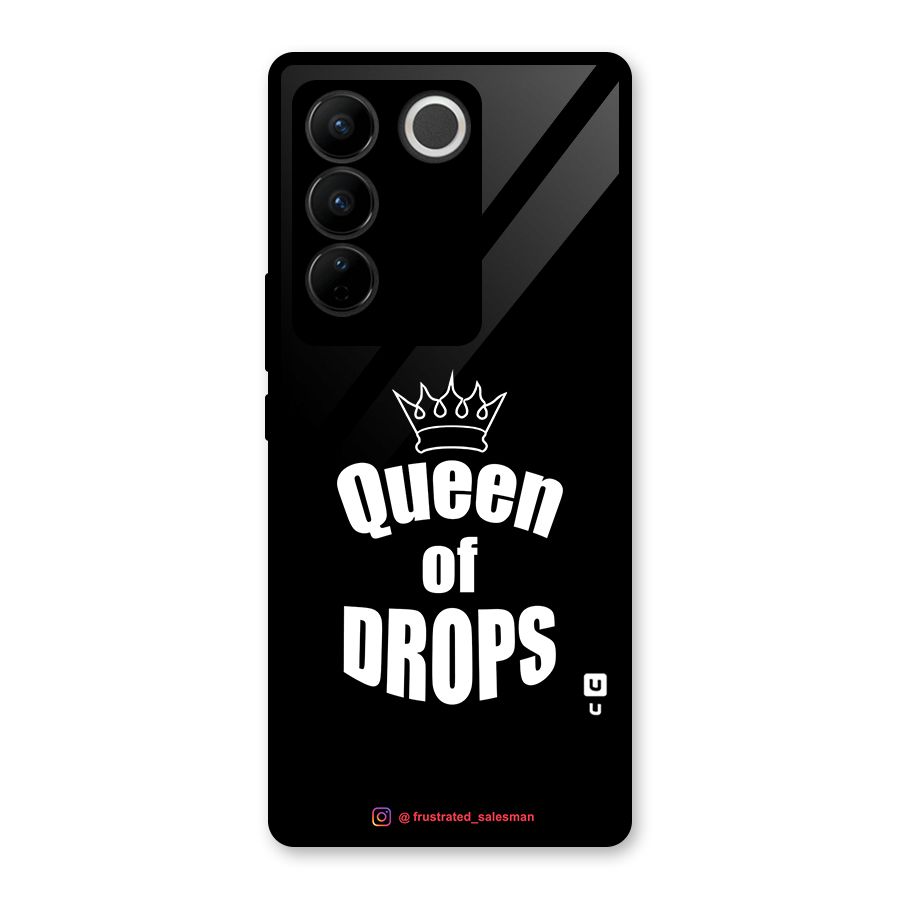 Queen of Drops Black Glass Back Case for Vivo V27 Pro