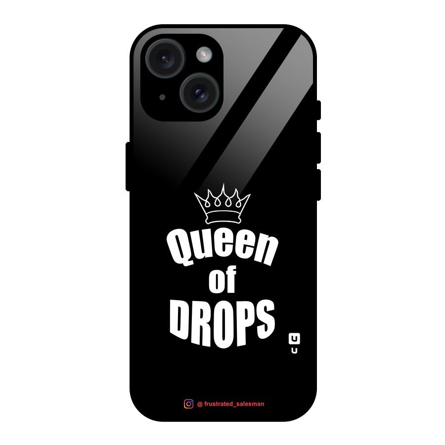 Queen of Drops Black Glass Back Case for iPhone 15