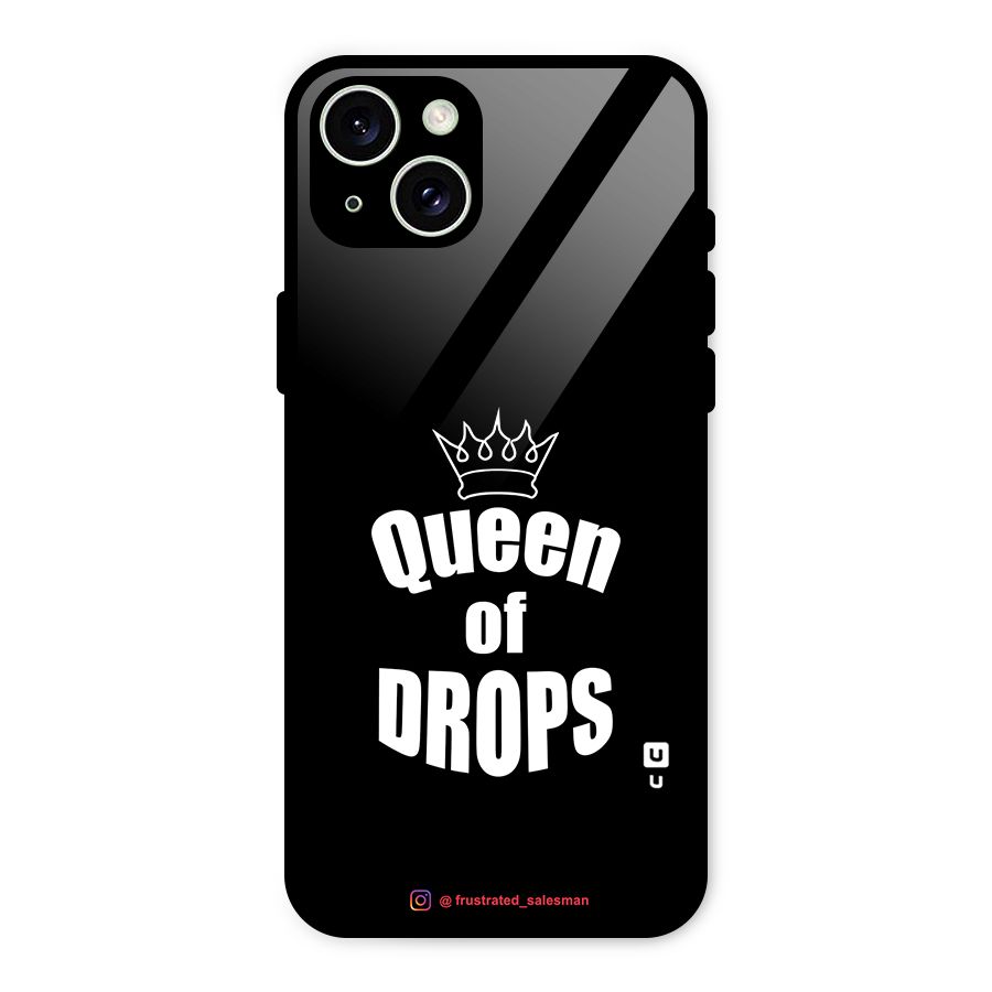 Queen of Drops Black Glass Back Case for iPhone 15 Plus
