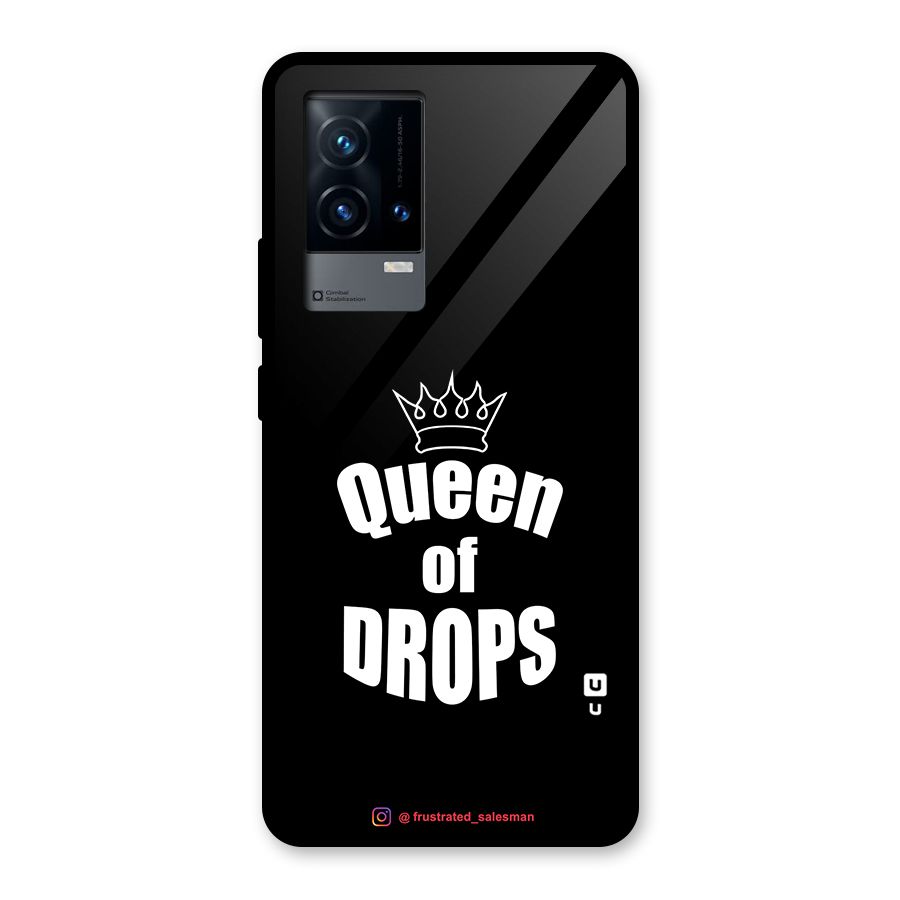 Queen of Drops Black Glass Back Case for iQOO 9 5G