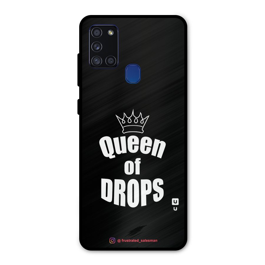 Queen of Drops Black Metal Back Case for Galaxy A21s