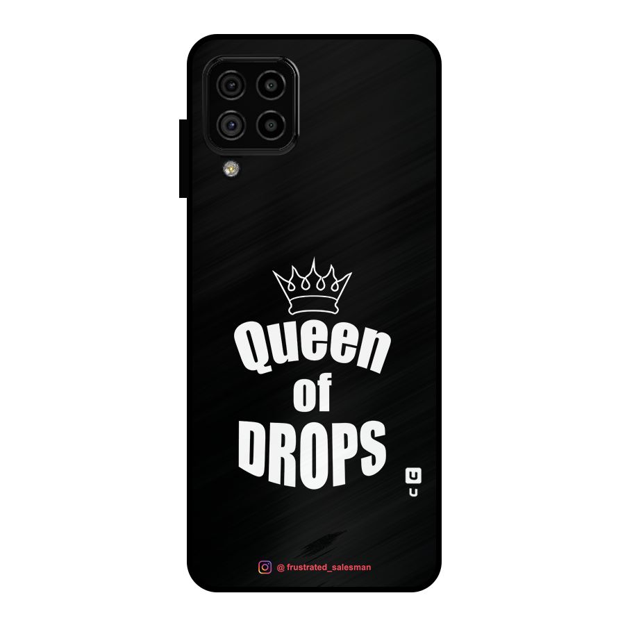 Queen of Drops Black Metal Back Case for Galaxy A22 4G