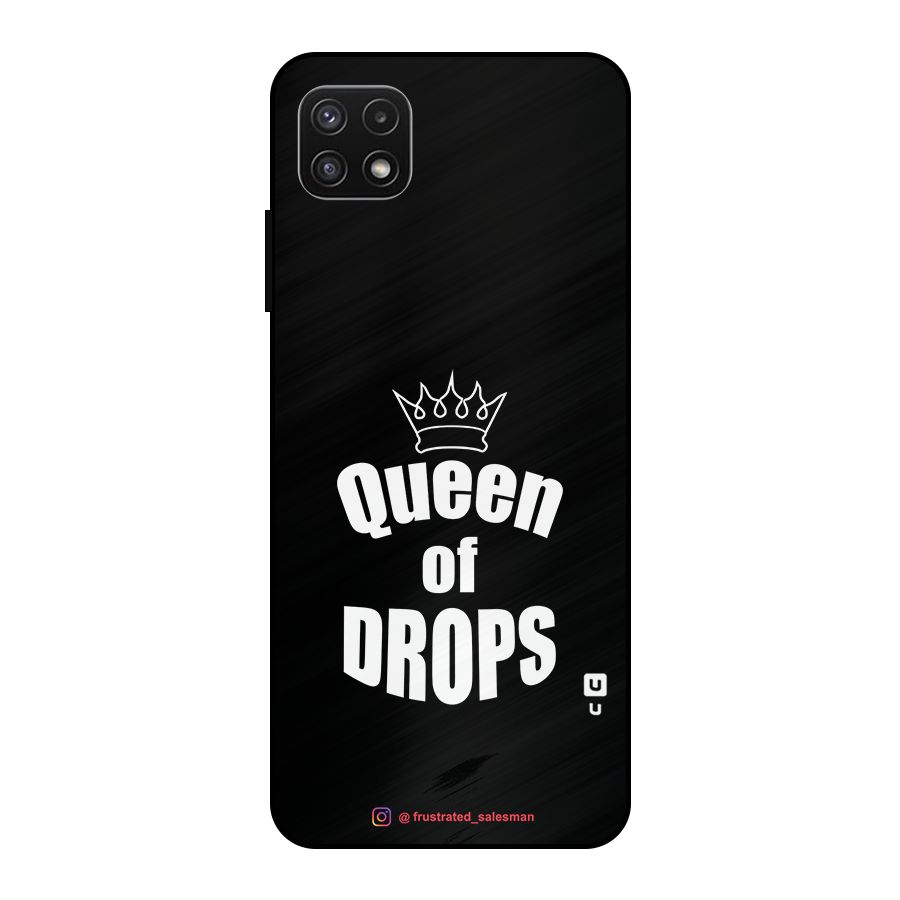 Queen of Drops Black Metal Back Case for Galaxy A22 5G