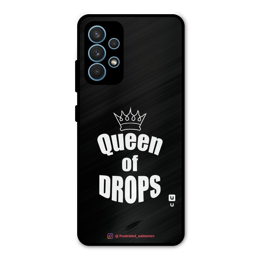 Queen of Drops Black Metal Back Case for Galaxy A32
