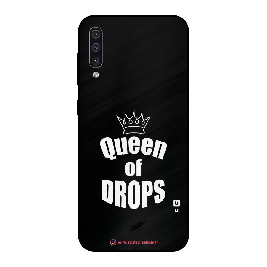 Queen of Drops Black Metal Back Case for Galaxy A50