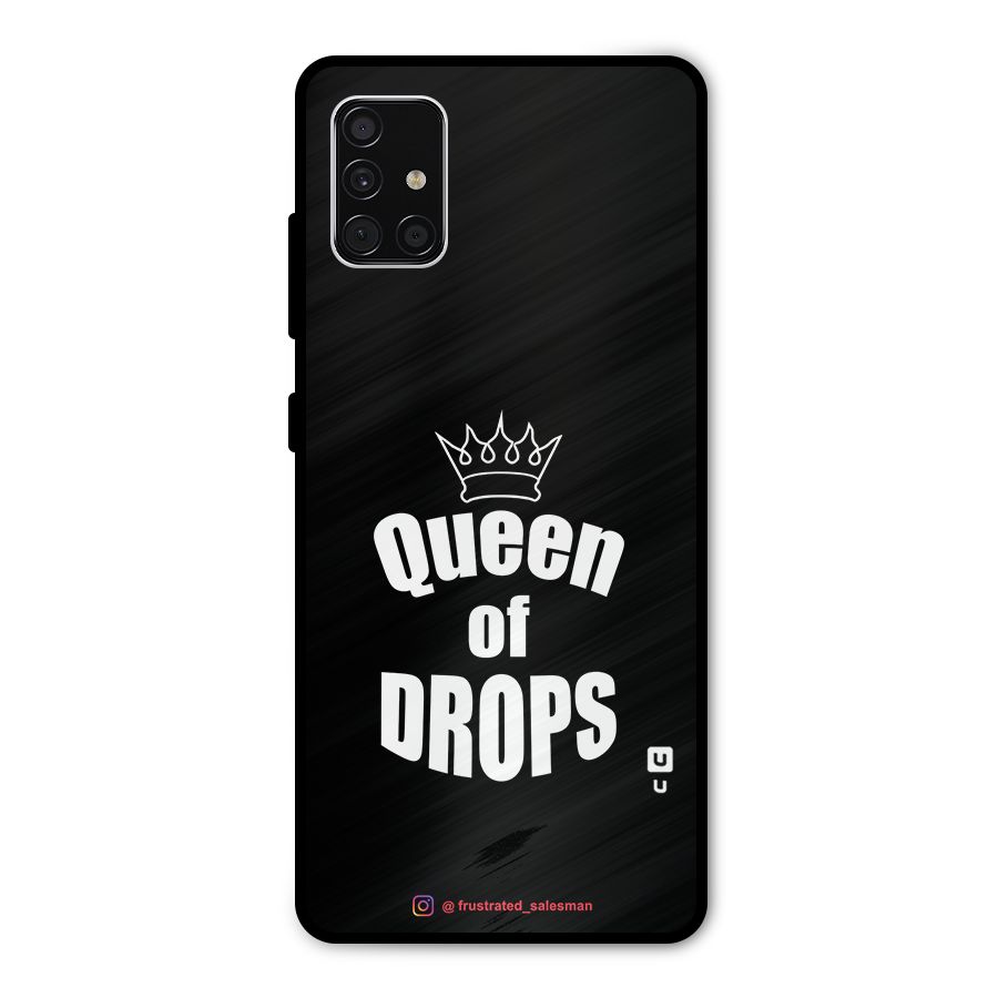 Queen of Drops Black Metal Back Case for Galaxy A51