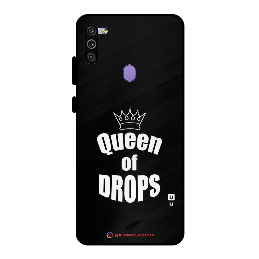 Queen of Drops Black Metal Back Case for Galaxy M11