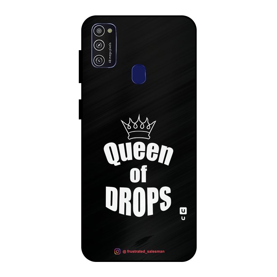Queen of Drops Black Metal Back Case for Galaxy M21