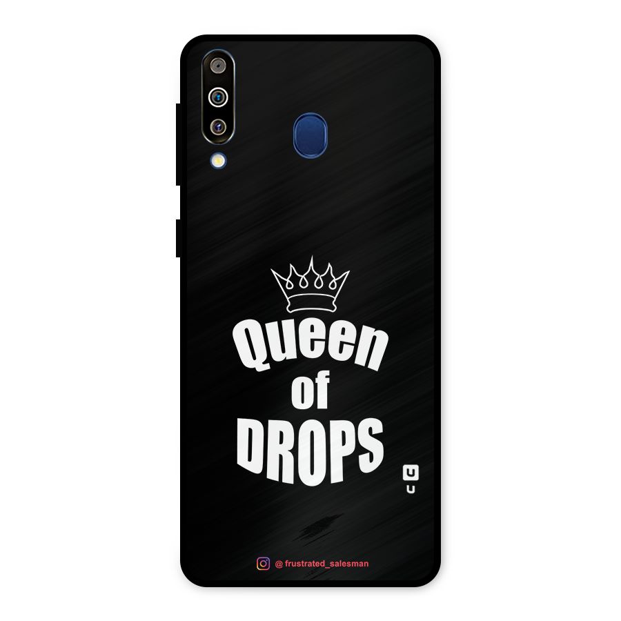 Queen of Drops Black Metal Back Case for Galaxy M30