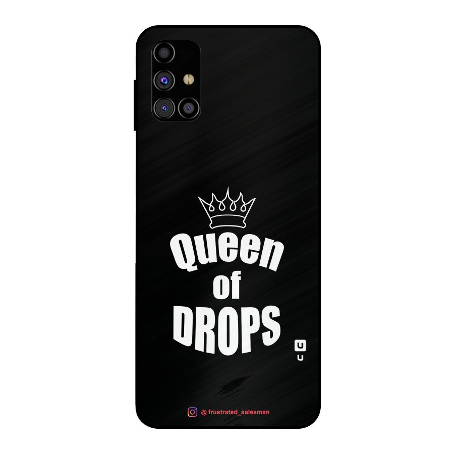 Queen of Drops Black Metal Back Case for Galaxy M31s