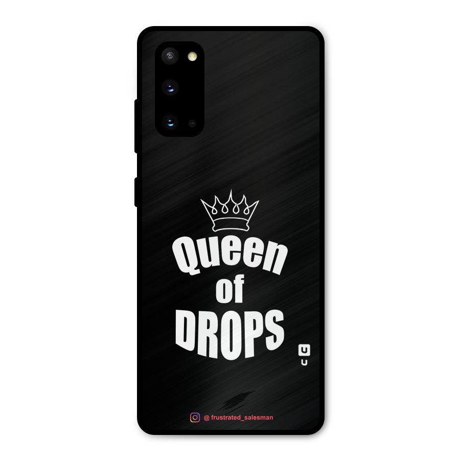 Queen of Drops Black Metal Back Case for Galaxy S20