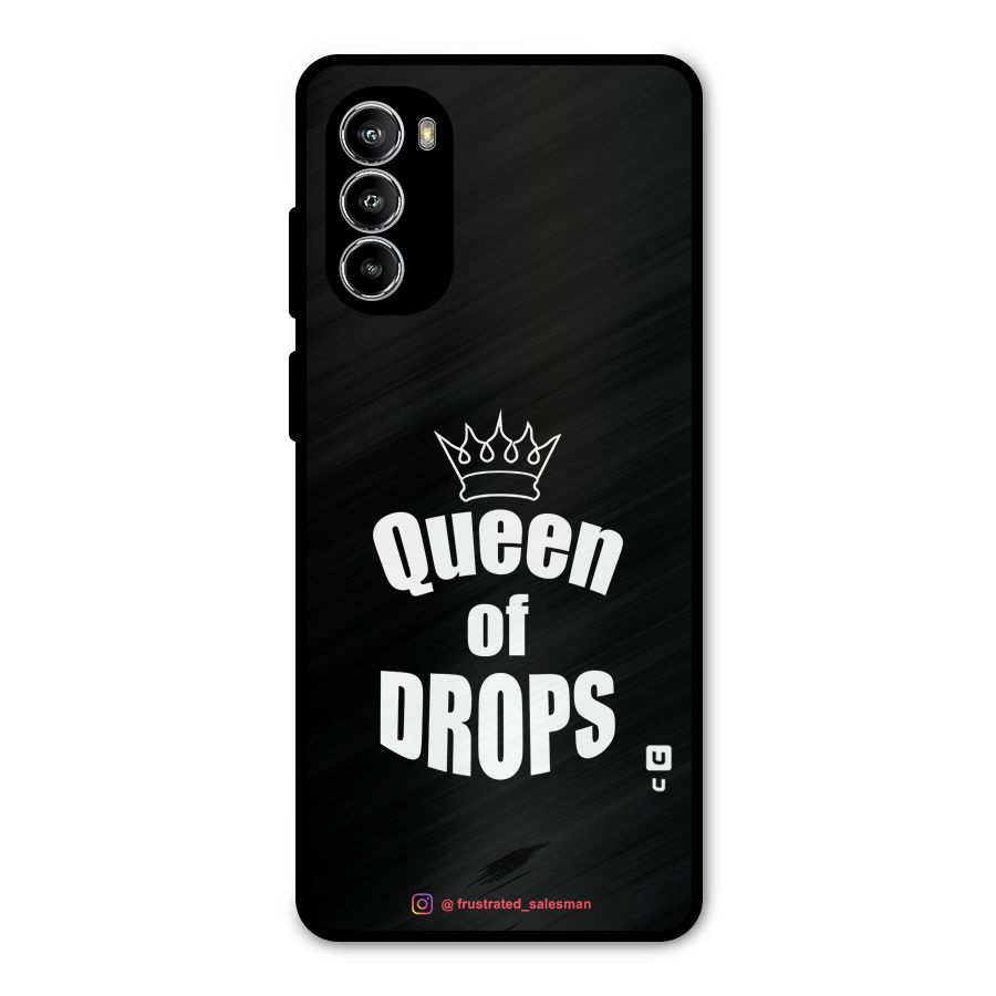 Queen of Drops Black Metal Back Case for Moto G52