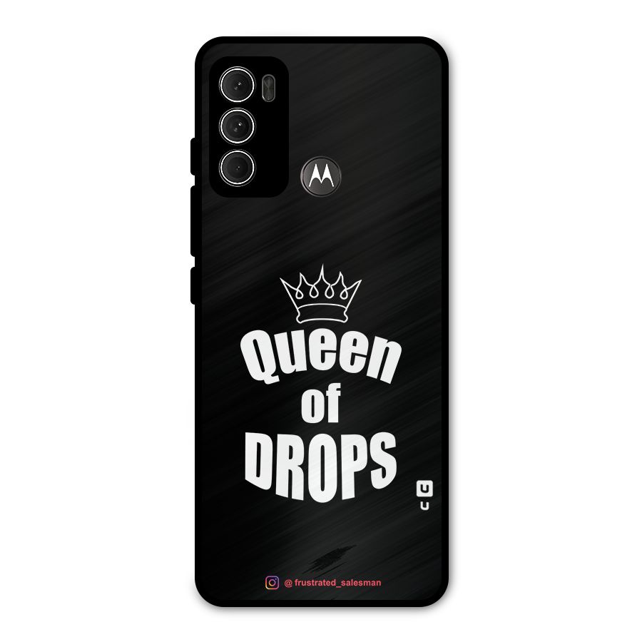 Queen of Drops Black Metal Back Case for Moto G60