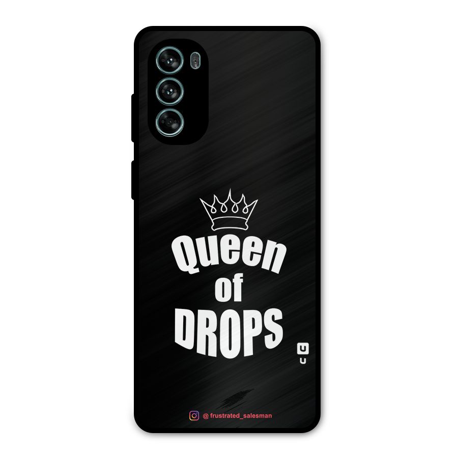 Queen of Drops Black Metal Back Case for Moto G62