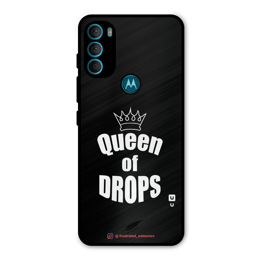 Queen of Drops Black Metal Back Case for Moto G71 5G