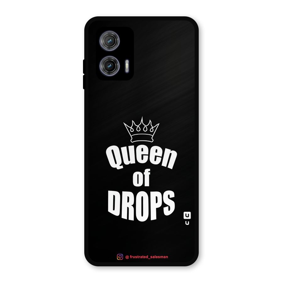Queen of Drops Black Metal Back Case for Moto G73