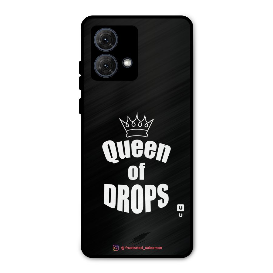 Queen of Drops Black Metal Back Case for Moto G84