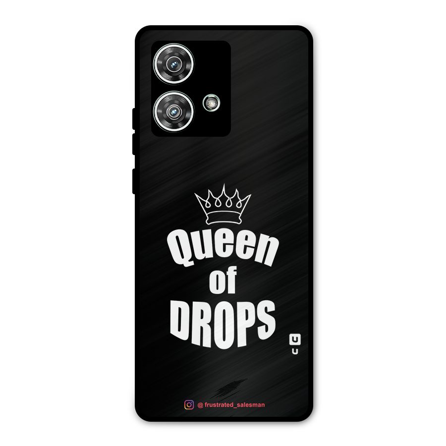 Queen of Drops Black Metal Back Case for Motorola Edge 40 Neo