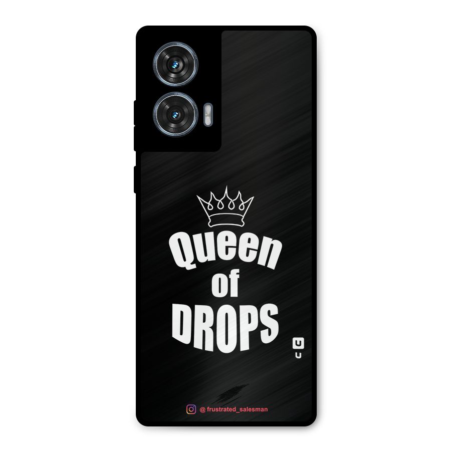 Queen of Drops Black Metal Back Case for Motorola Edge 50 Fusion
