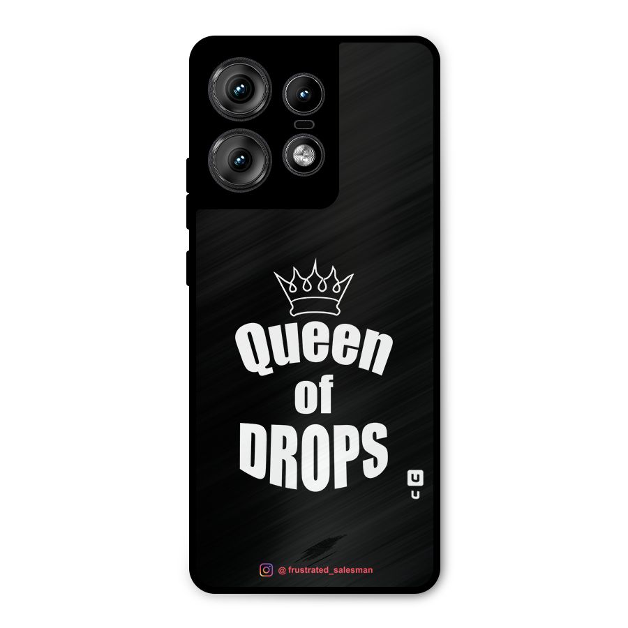 Queen of Drops Black Metal Back Case for Motorola Edge 50 Pro
