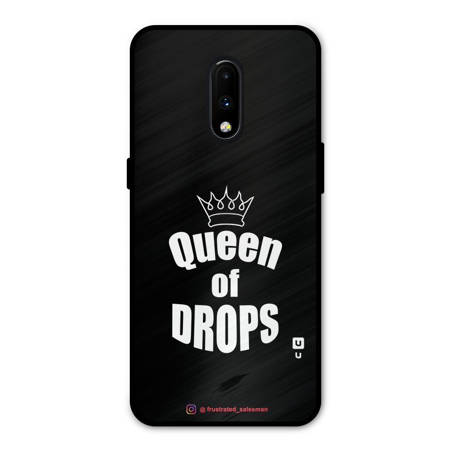 Queen of Drops Black Metal Back Case for OnePlus 7