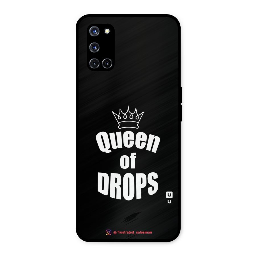 Queen of Drops Black Metal Back Case for Oppo A52