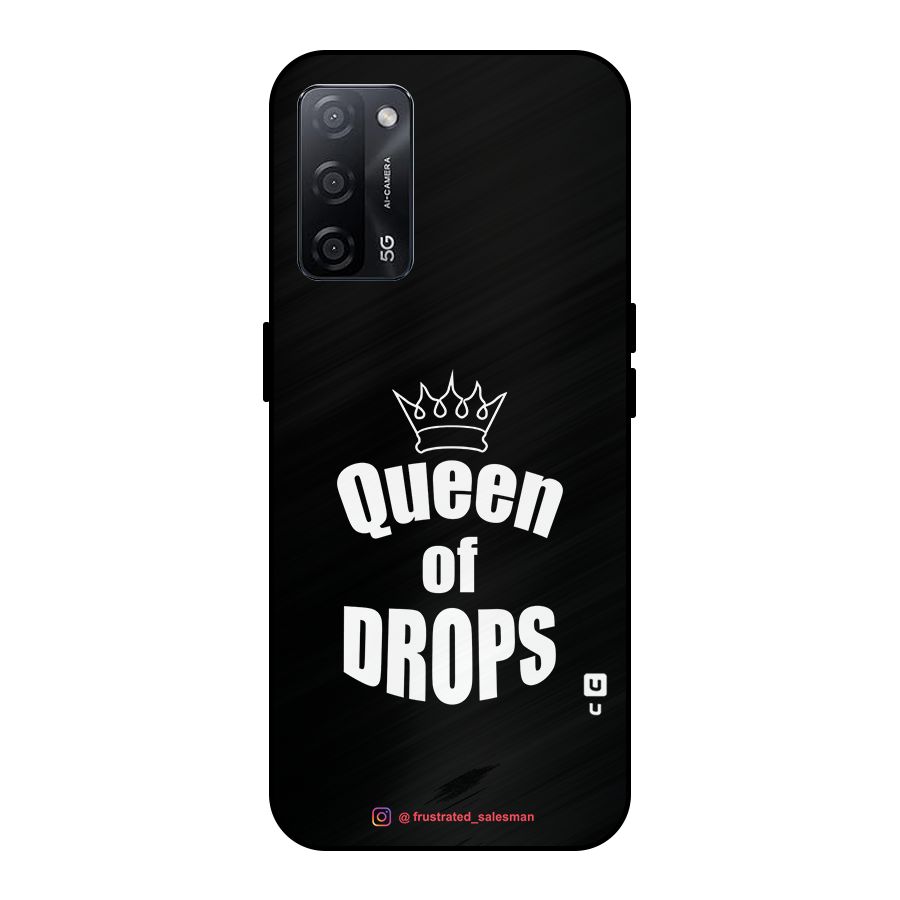 Queen of Drops Black Metal Back Case for Oppo A53s 5G