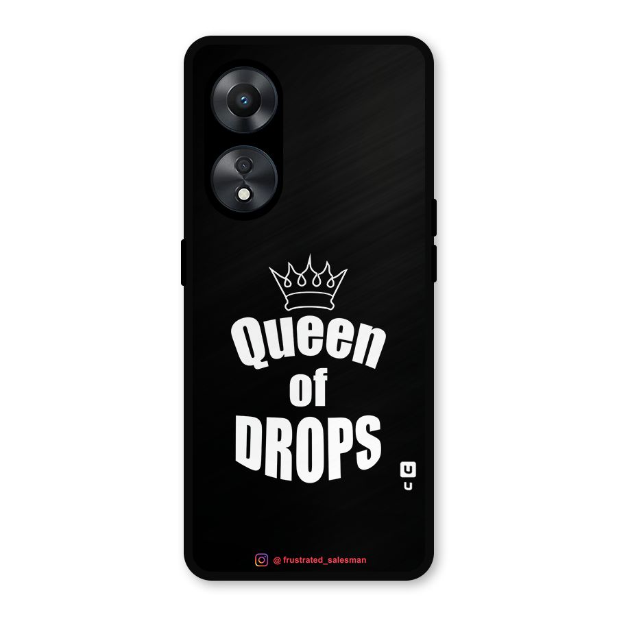 Queen of Drops Black Metal Back Case for Oppo A78
