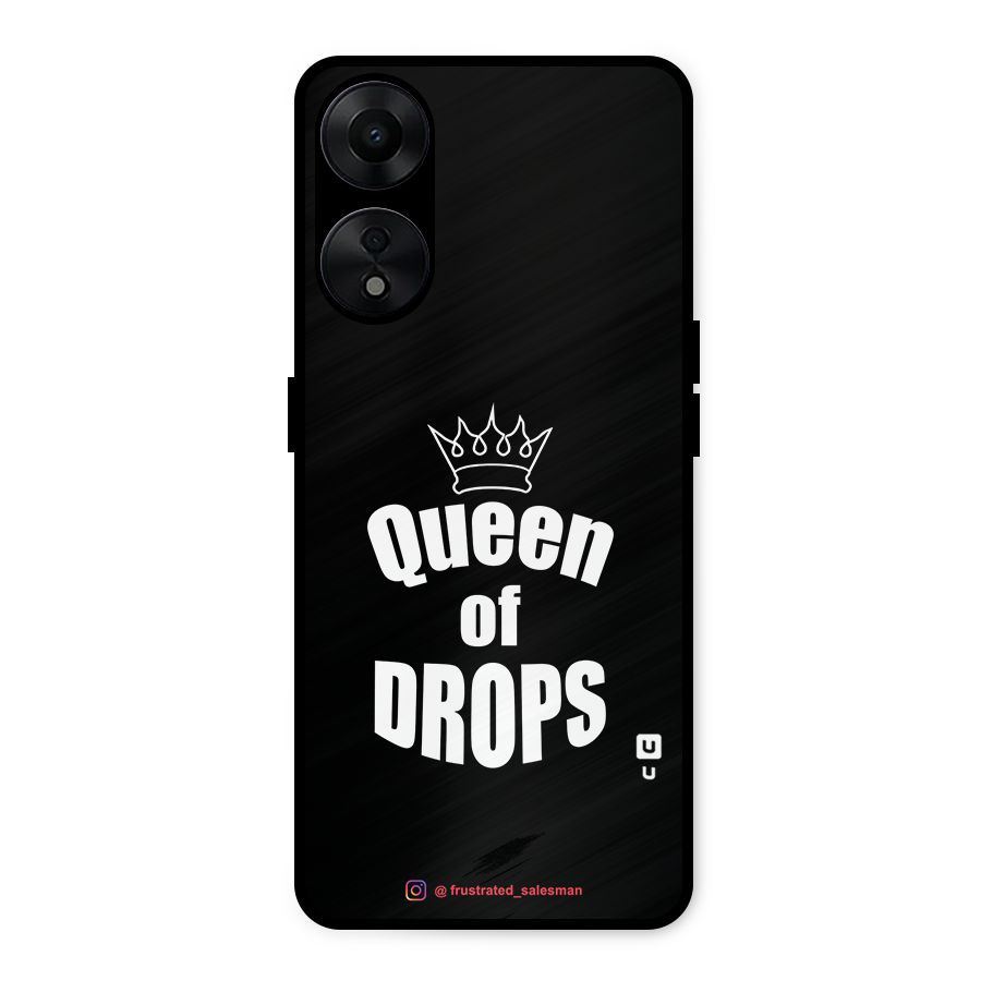 Queen of Drops Black Metal Back Case for Oppo A78 5G