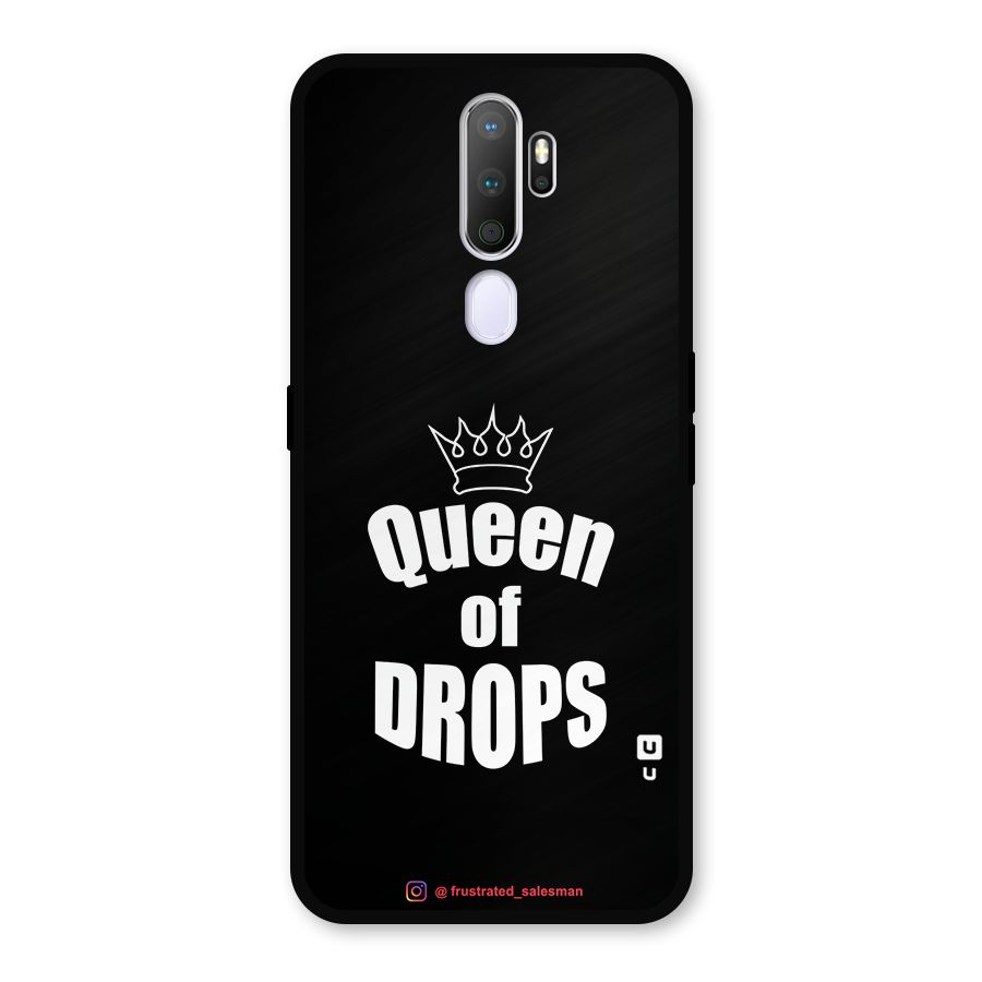 Queen of Drops Black Metal Back Case for Oppo A9 (2020)