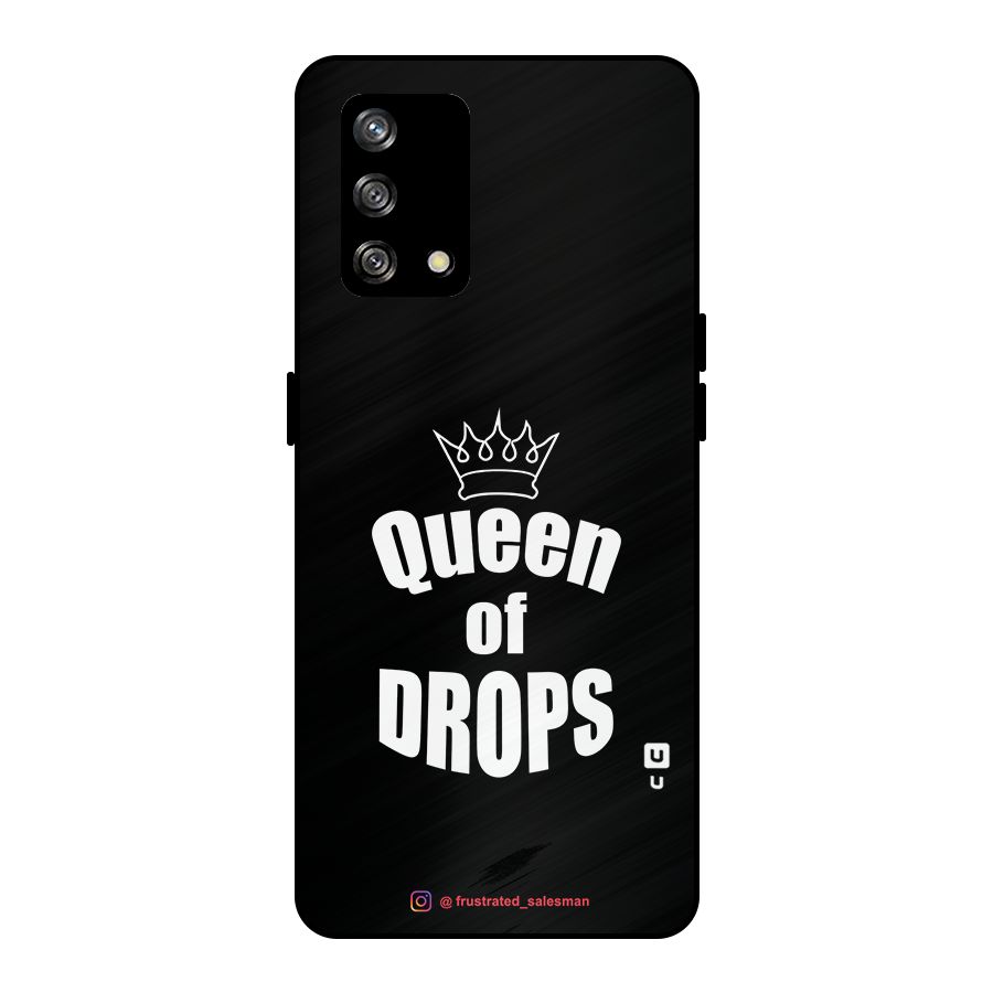 Queen of Drops Black Metal Back Case for Oppo F19