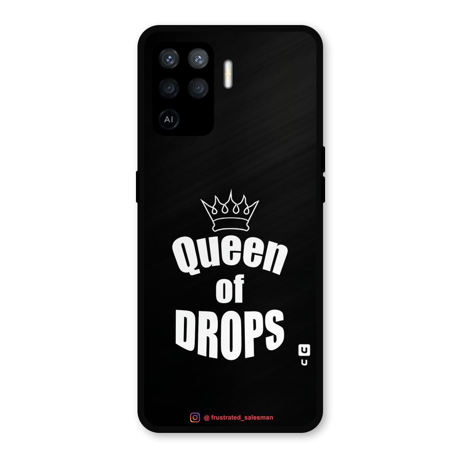Queen of Drops Black Metal Back Case for Oppo F19 Pro