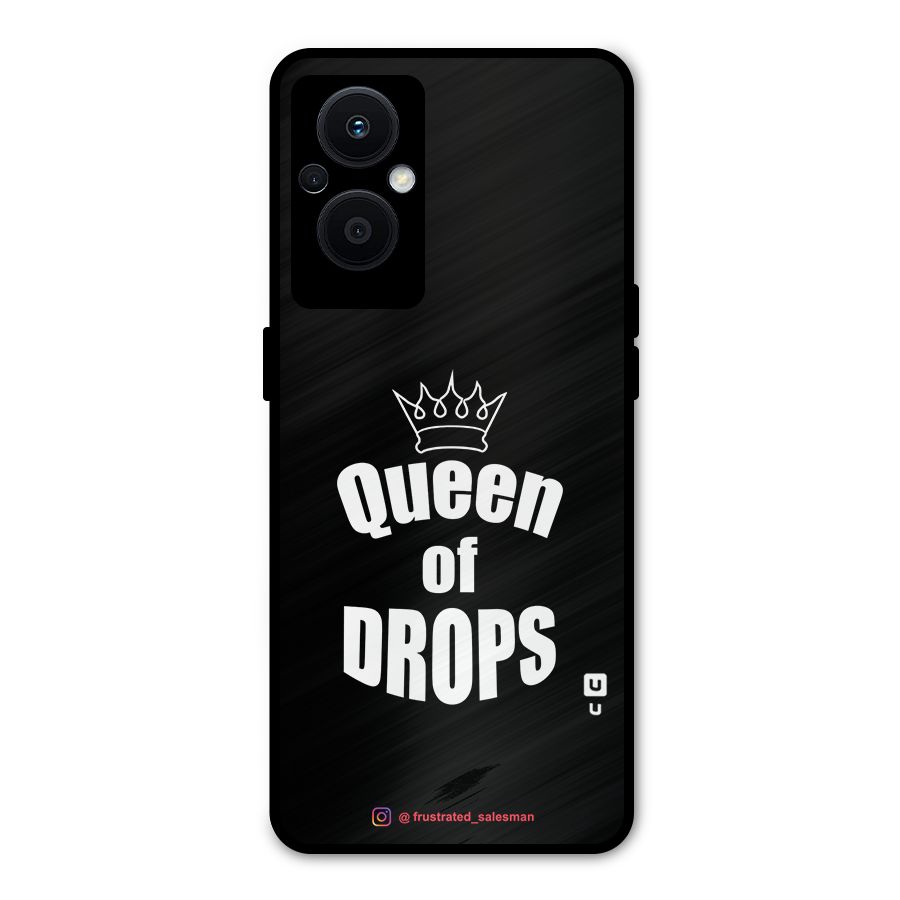Queen of Drops Black Metal Back Case for Oppo F21s Pro 5G