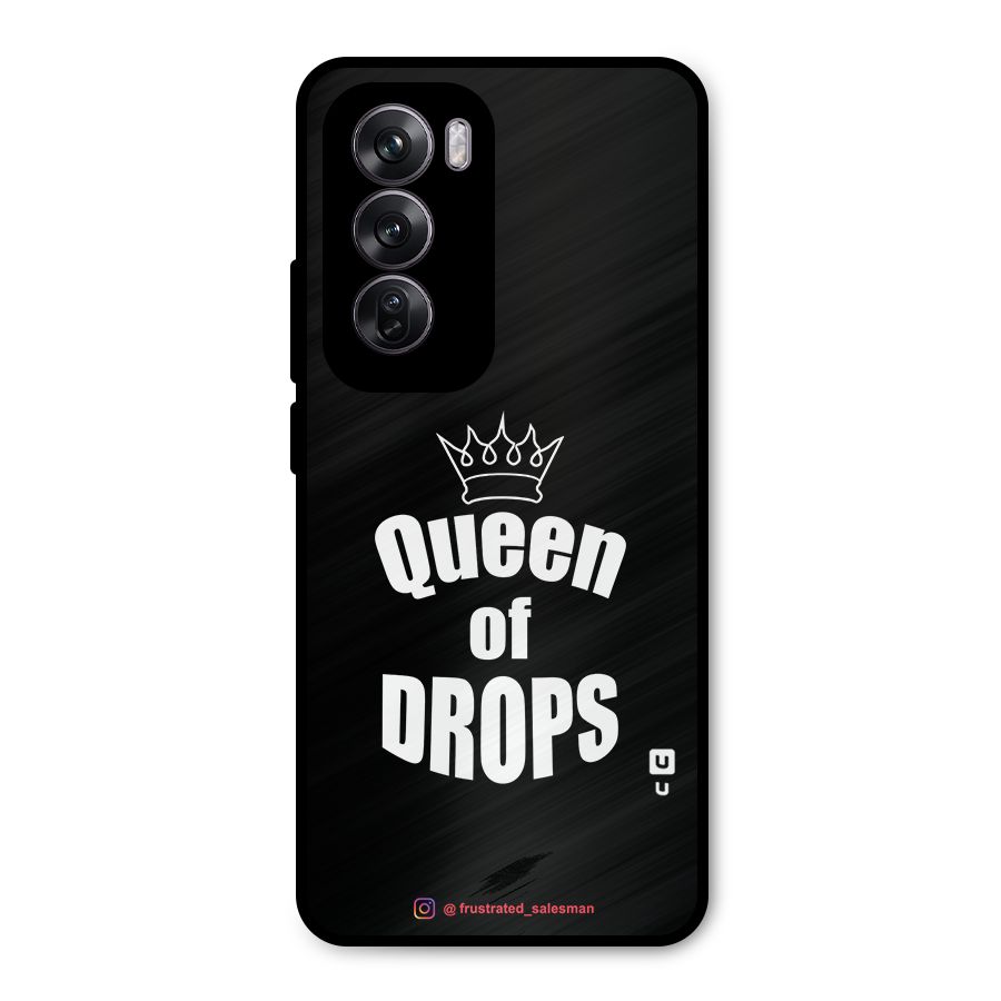 Queen of Drops Black Metal Back Case for Oppo Reno12 Pro