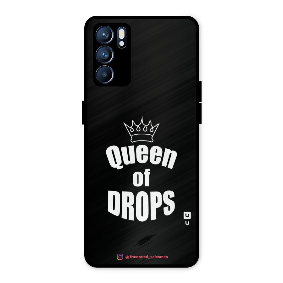 Queen of Drops Black Metal Back Case for Oppo Reno6 5G