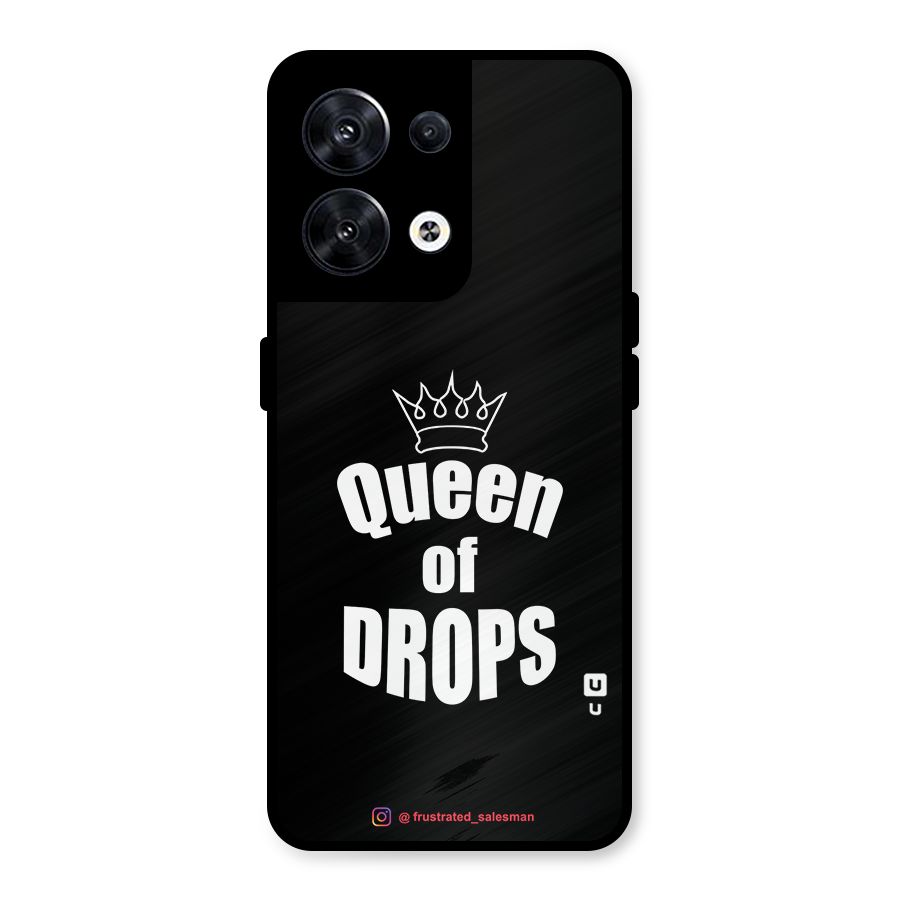 Queen of Drops Black Metal Back Case for Oppo Reno8 5G
