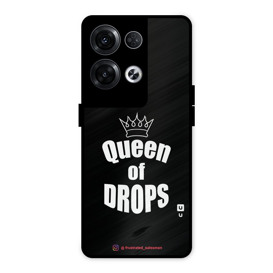 Queen of Drops Black Metal Back Case for Oppo Reno8 Pro 5G