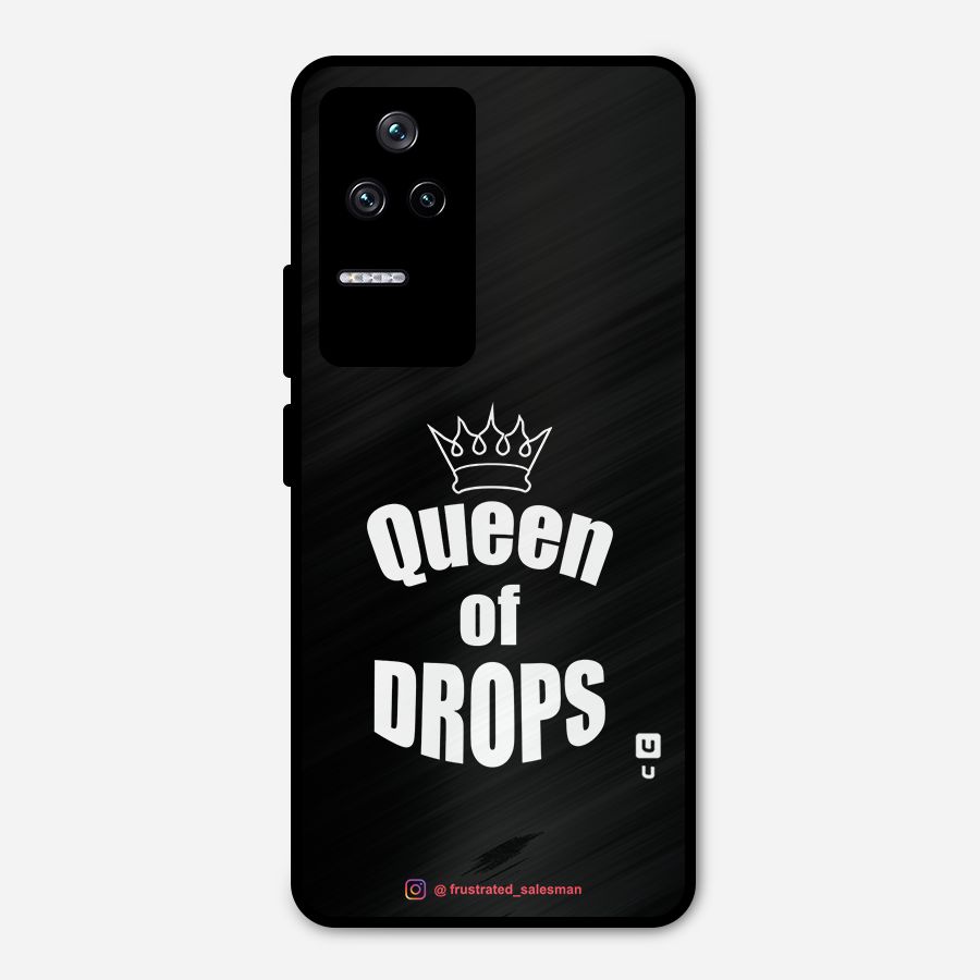 Queen of Drops Black Metal Back Case for Poco F4 5G