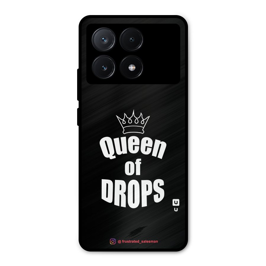 Queen of Drops Black Metal Back Case for Poco X6 Pro