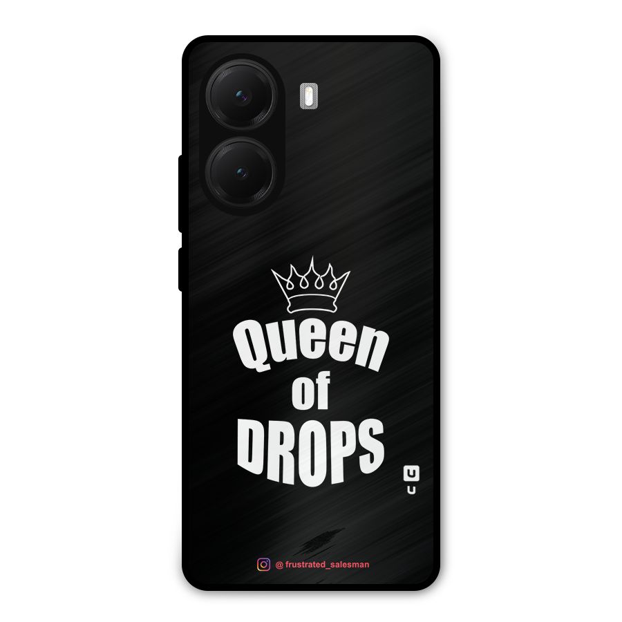 Queen of Drops Black Metal Back Case for Poco X7 Pro