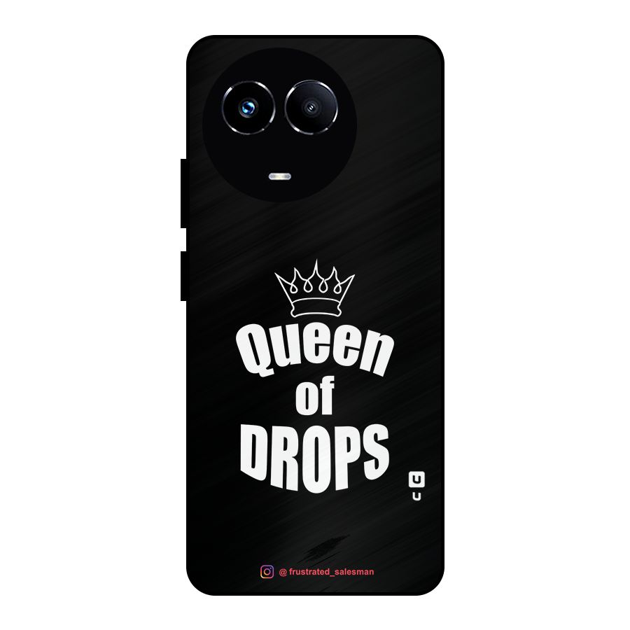 Queen of Drops Black Metal Back Case for Realme 11X
